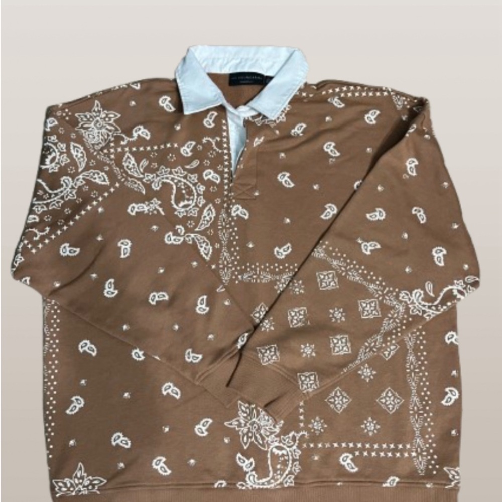 Brown Casual Sweatshirt  with Paisley Design